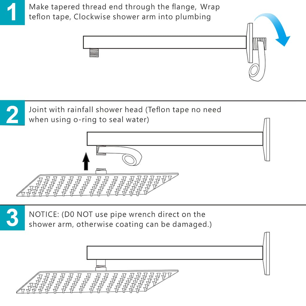 HASTHIP Shower Head for Bathroom with 6 Inch Square Panel and Anti Clog Nozzles | Stainless Steel Rainfall Design