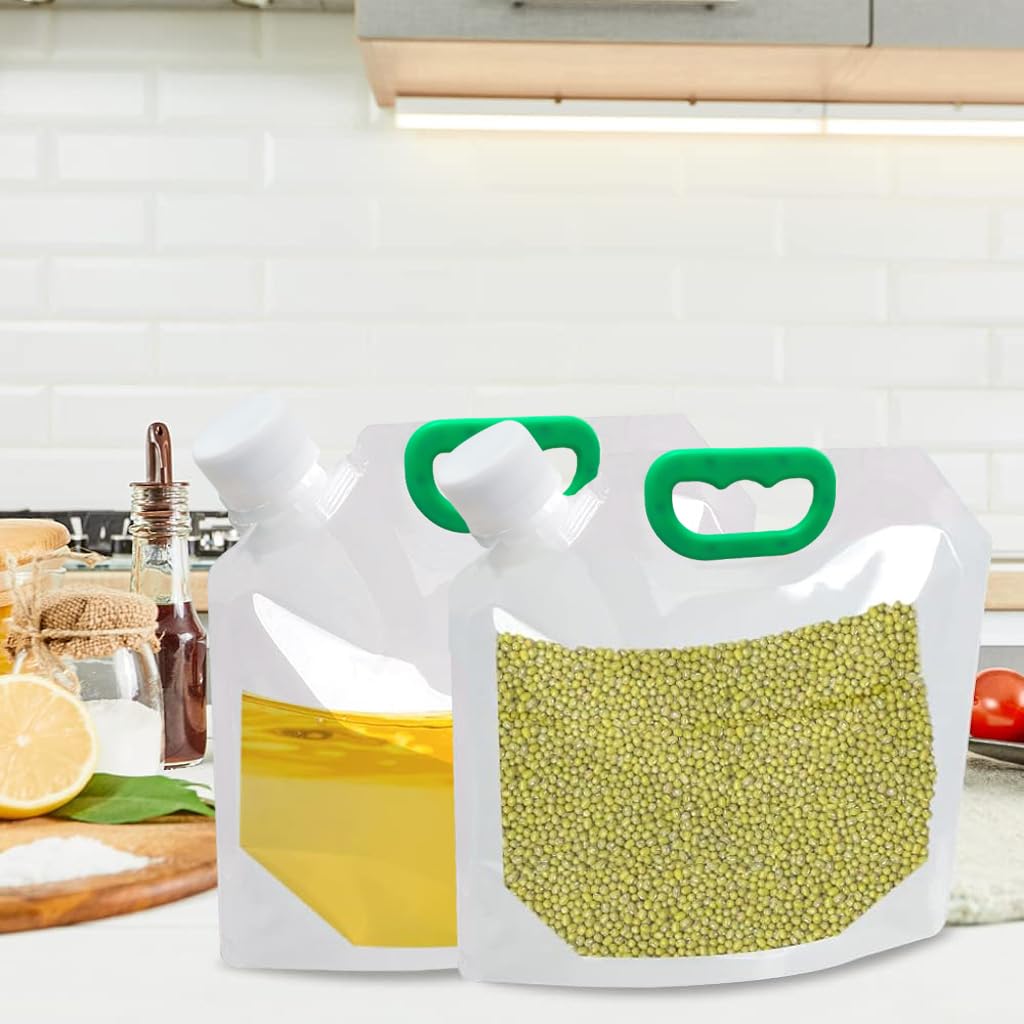 HASTHIP Cereal Storage Bags 5 Pack for Rice and Grains with 1.5L Screw Cap Seal | Food Grade PP