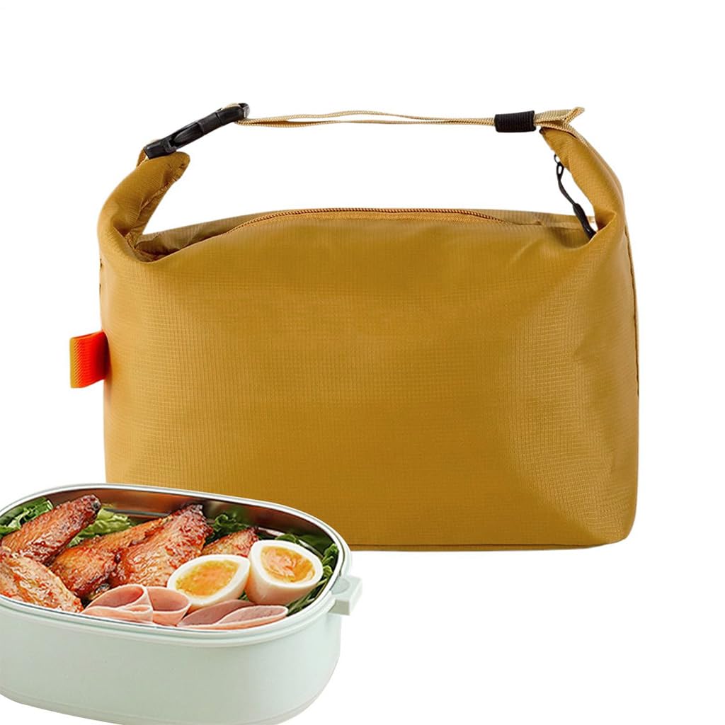 HASTHIP Insulated Lunch Bag for Work and School with Aluminum Foil Lining and Ergonomic Handle | Leakproof Waterproof Yellow Design
