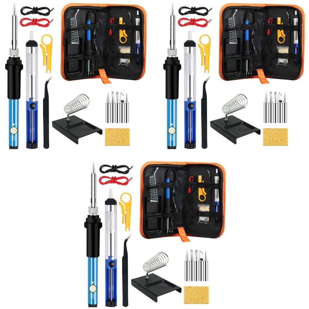 HASTHIP Soldering Iron Kit for DIY and Circuit Repair with 15PCS Tips and Dual Spring Stand | Adjustable 200°C–450°C Temperature