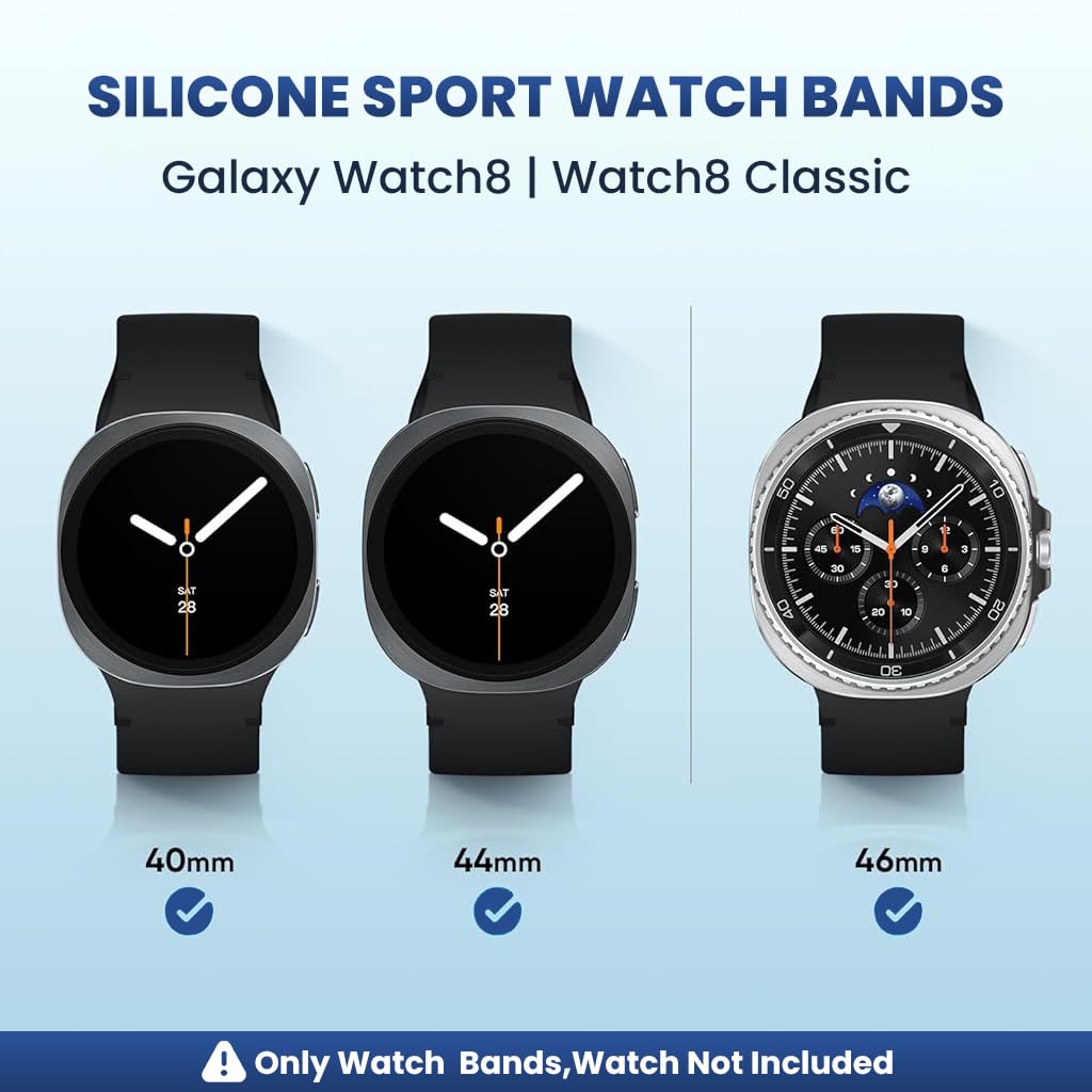 HASTHIP 3 Pack Silicone Strap Bands Compatible with Galaxy Watch 8 & Watch 8 Classic
