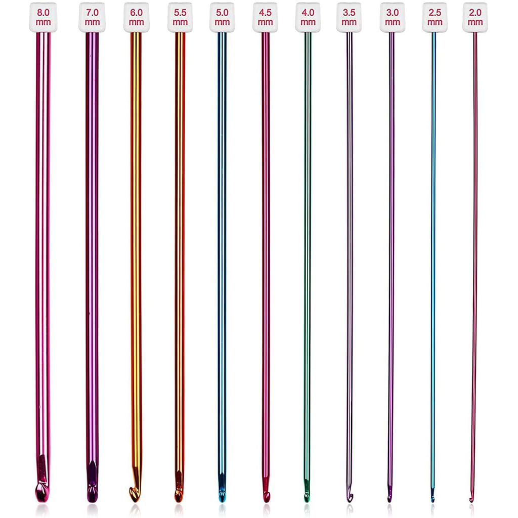 HASTHIP Crochet Hook Set for Tunisian and Afghan Projects with 11pcs 2.0–8mm Aluminum Hooks