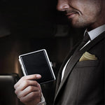 GUSTAVE® Cigarette Case King Size for Men Women Holds 20 Cigarettes Case Box Holder Brown Leather Vintage Hard Metal Full Pack 84mm Regular Size
