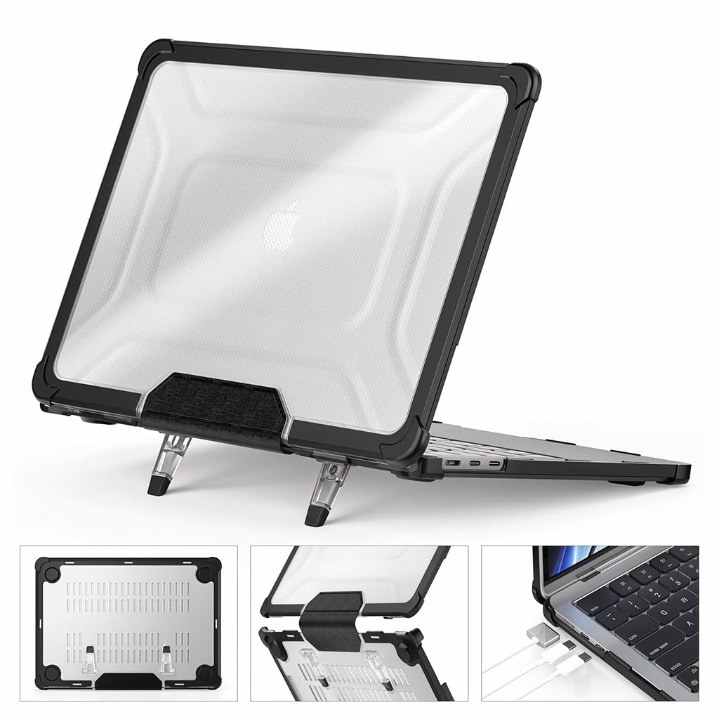 HASTHIP Laptop Case Cover for MacBook Air 13.6 inch with TPU Bumper and Fold Kickstand