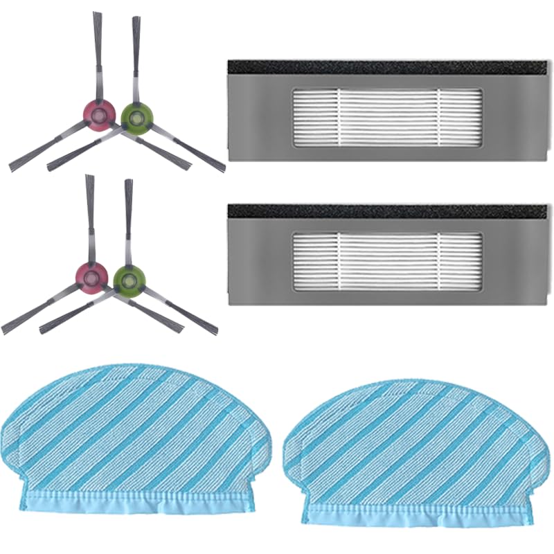 HASTHIP Replacement Accessories Kit for Ecovacs Deebot N8 OZMO 920 950 with 8 pcs Set | 4 Side Brushes 2 Mop Cloths and 2 HEPA Filters