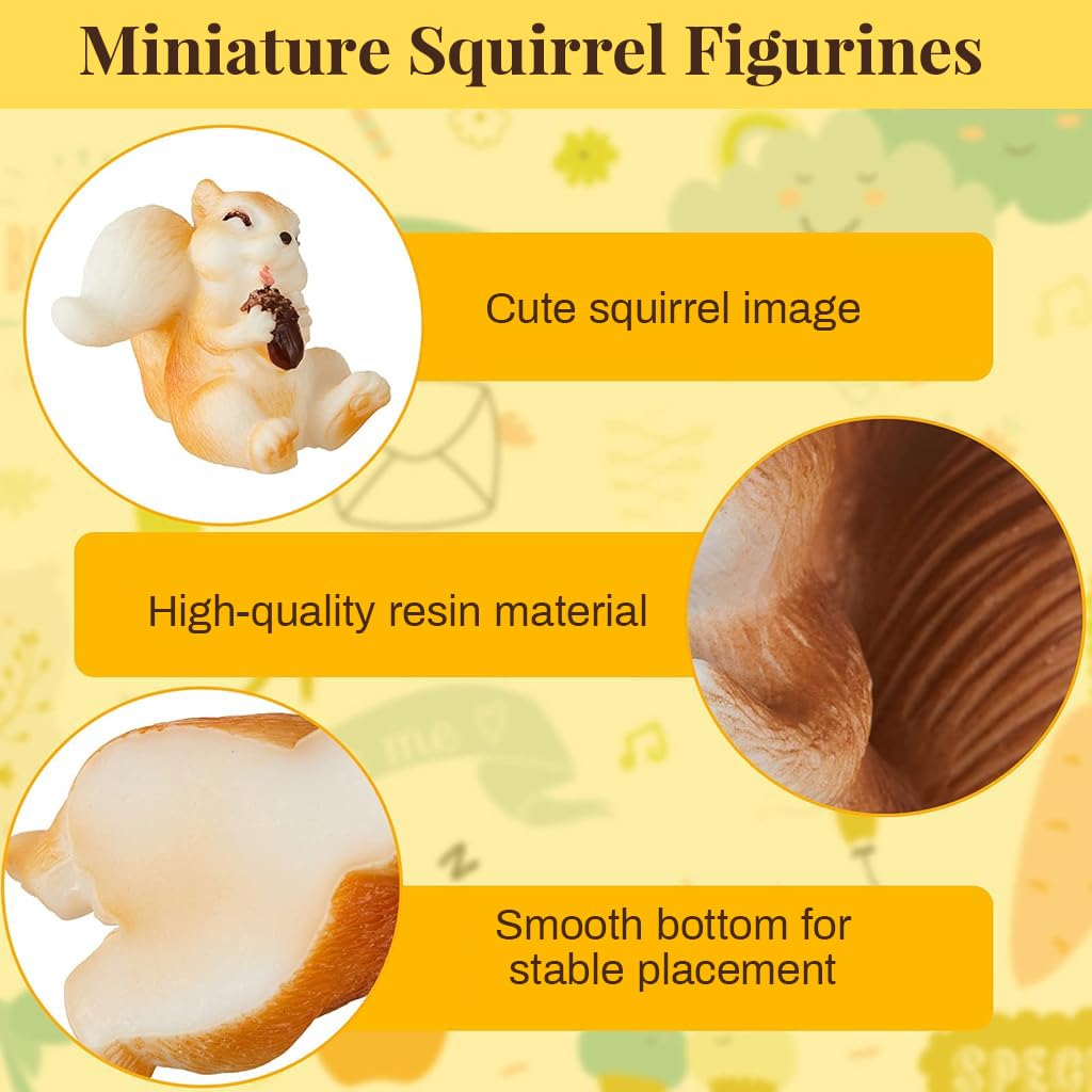 HASTHIP® 8Pcs Squirrel Miniature Decor Mini Walnut House Decor Moss Landscape Decorations Resion Miniature Decor for Moss Landscape, Garden Ornament, Flower Pots, Dollhouse Garden Decorations