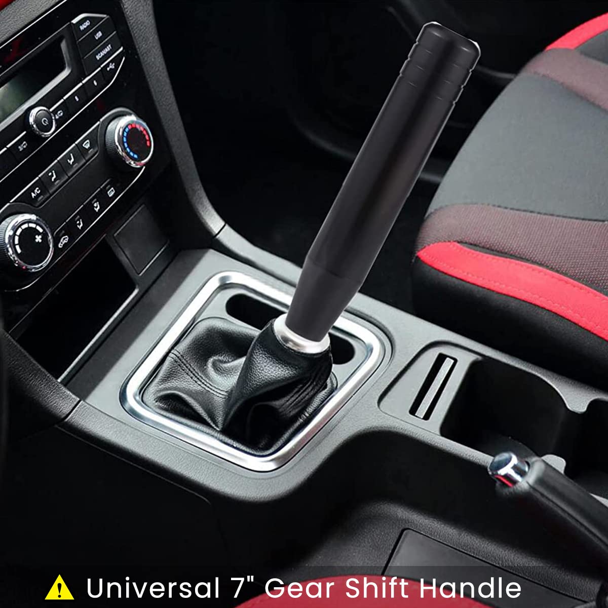 ZIBUYU® Car Gear Shift Knob, Universal Car Gear Shifter, 7" Gear Shift Handle Aluminum Alloy Shifting Lever Stick Shifter Knob Handle Fit Most Manual Automatic Vehicles with 8/10/12mm Adapters, Black
