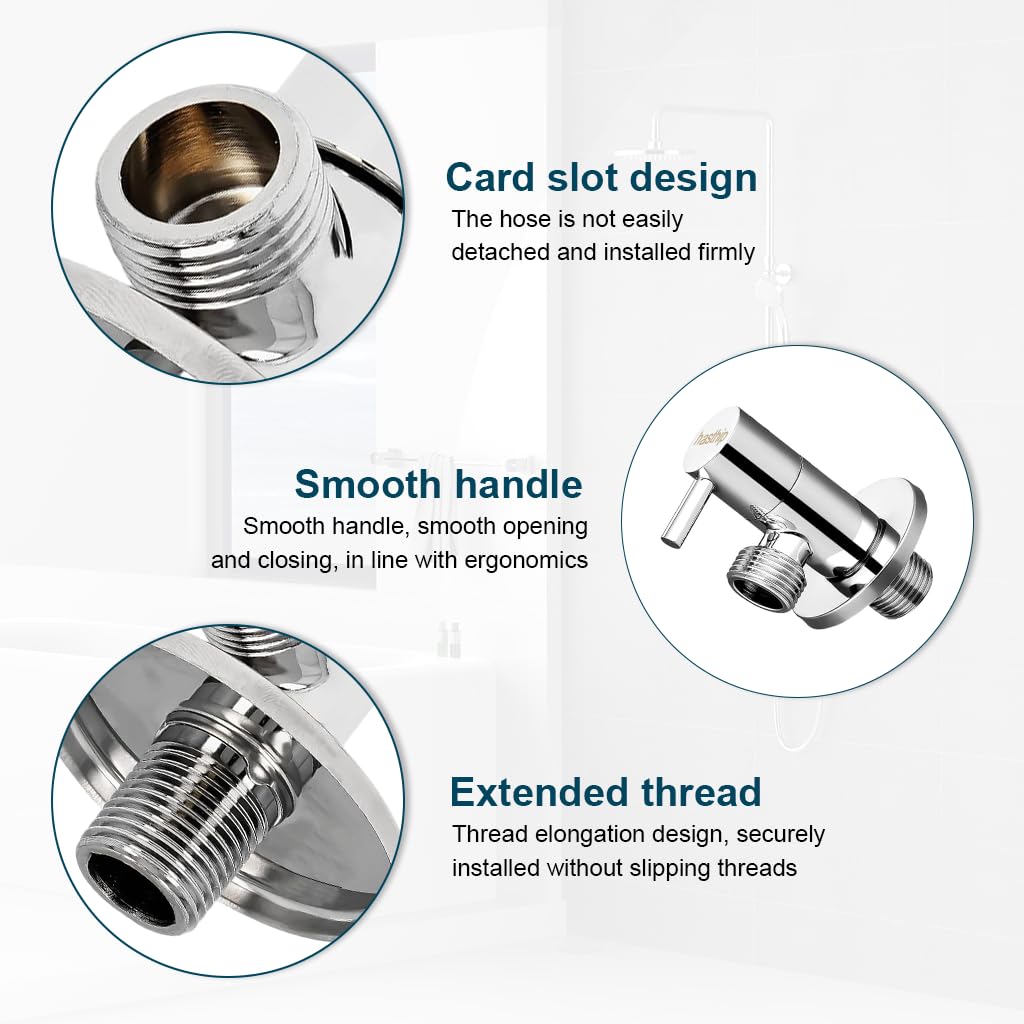 HASTHIP Angle Valve for Bathroom with Copper Core Switch and G1/2 Compatibility | 4 Pack Stainless Steel