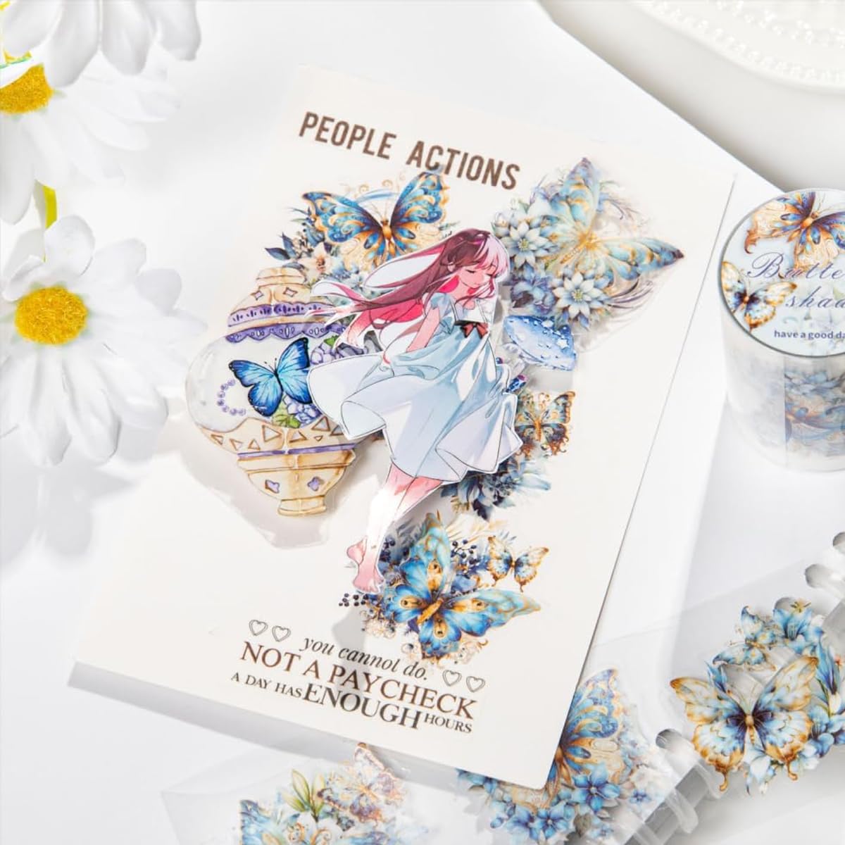 HASTHIP Floral Washi Tape Set for Scrapbooking and Journals with Precut Design PET 50mm Rolls