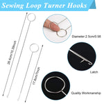 HASTHIP® 8 Pcs Sewing Loop Turner Hooks with Latch Drawstring Threader Tool Set for Handmade Sewing Tools Easy Rope Threader for Jackets Coats Pants