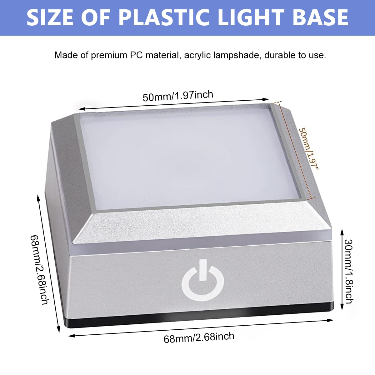 HASTHIP LED Display Stand for Crystal and Glass Art featuring Touch Switch & 6 Color Modes | 2.68 in Square Base