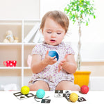PATPAT® 6 Pcs Squeeze Ball Toys with Black and White Flash Card Bath Toy Color Ball Toy for Kids 3 to 12 Months for Toddlers Visual Development, High Contrast Cognitive Cards for 3-6 Months Toddler