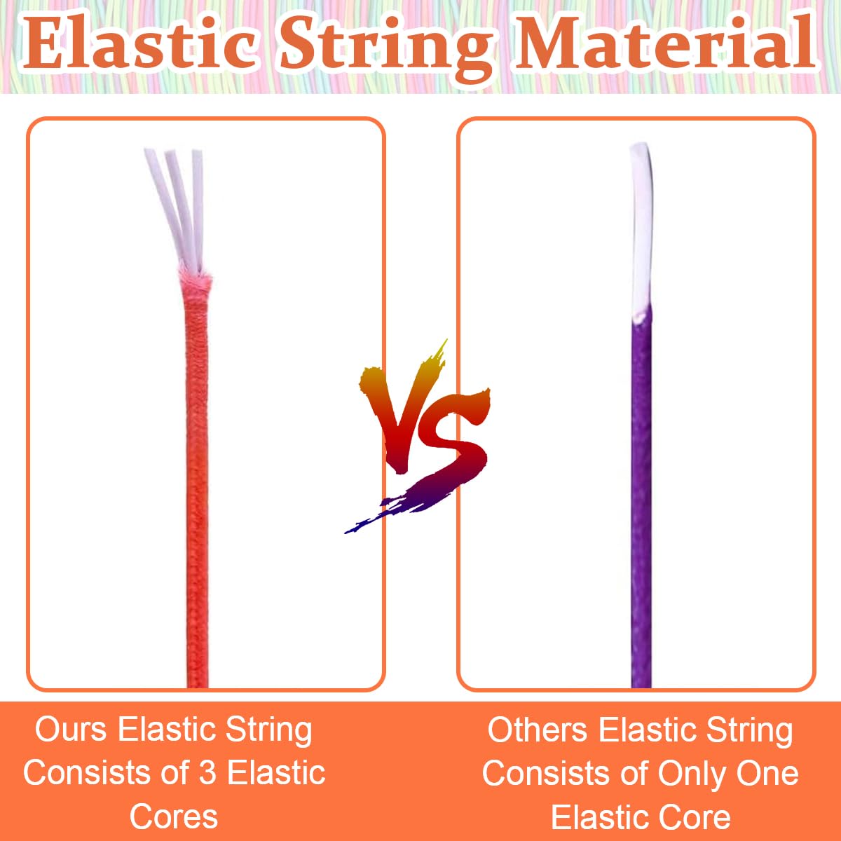 Stretchy Bracelet String 1mm Rainbow Elastic for Bracelets Making