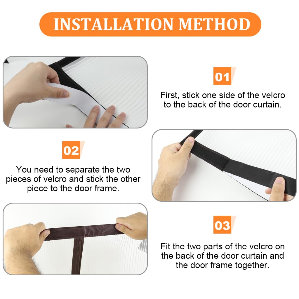 HASTHIP Screen Magnetic Mosquito Net for Door 39.37x 82.68 in with Auto Close Magnets | Coffee Patchwork Polyester Mesh Curtain