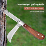 HASTHIP Grafting Knife for Plants with Dual Blade featuring Foldable Design and Wooden Handle