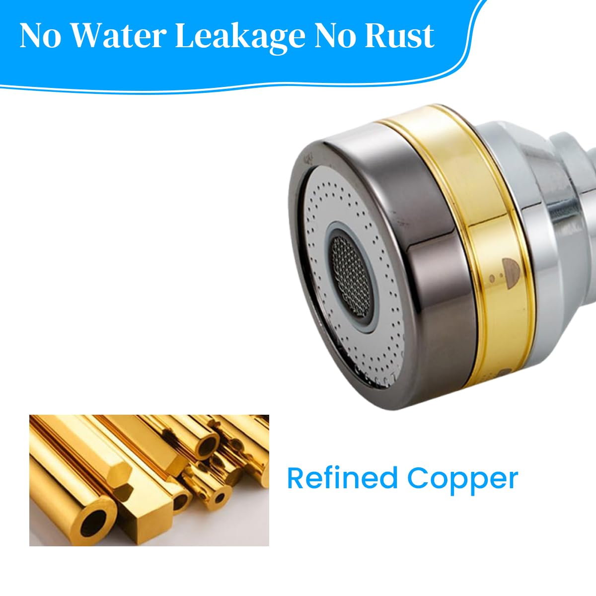 HASTHIP Swivel Faucet Aerator for Kitchen Sink with 3 Spray Modes and 360° Rotation | Chrome-Plated Water Saving Nozzle