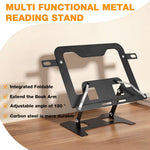 HASTHIP Adjustable Metal Book Stand with Page Clips, Foldable Reading Holder