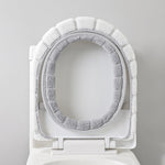 HASTHIP Soft Plush Winter Toilet Seat Cover with Elastic Edge and Loop in Grey and White | Acrylic Fiber Bathroom Seat Warmer for Comfort