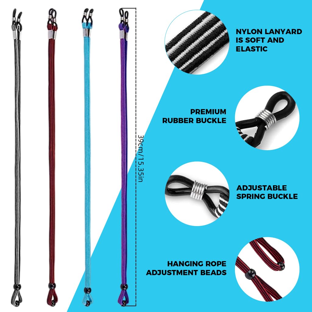 HASTHIP Eyeglasses Holder Strap for Women and Men featuring Adjustable Anti Slip Chain | 8PCS Fashion Color Cord