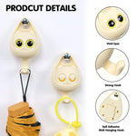 HASTHIP Cartoon Wall Hooks for Entryway and Bathroom with Blinking Eyes Design | 2Pcs No‑Drill Dual Color Hangers