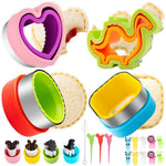 HASTHIP Sandwich Cutter and Sealer Set 22pcs for Kids with Bread Press Molds and Fruit Forks
