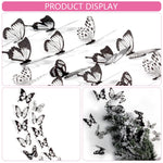 HASTHIP® 36Pcs 3D Butterfly Wall Stickers Decor Removable Butterfly Stickers PVC Black and White Butterfly Decals DIY Decorative Wall Art Crafts for Baby Room Home Decor Refrigerator Decoration