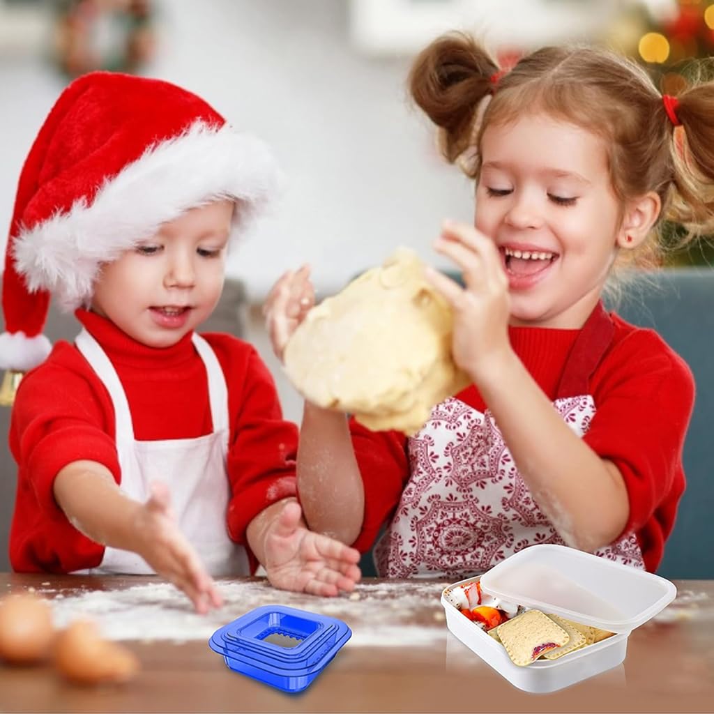 HASTHIP® Bread Sandwich Maker Mold with Sizes, in Square Sandwich Cutter and Sealer Foodgrade Plastic Sandwich Cutter Sealer and DIY Cookie