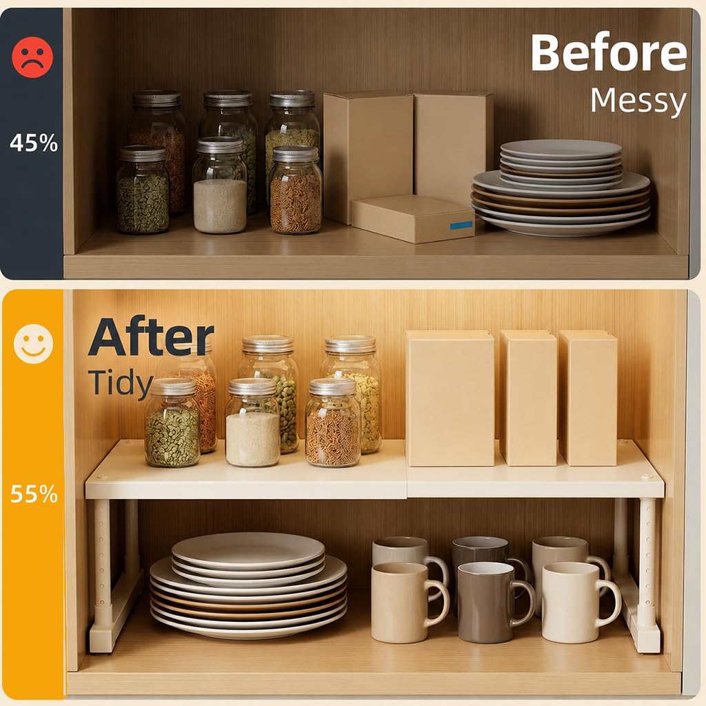 HASTHIP Adjustable Wardrobe Storage Shelf Organizer
