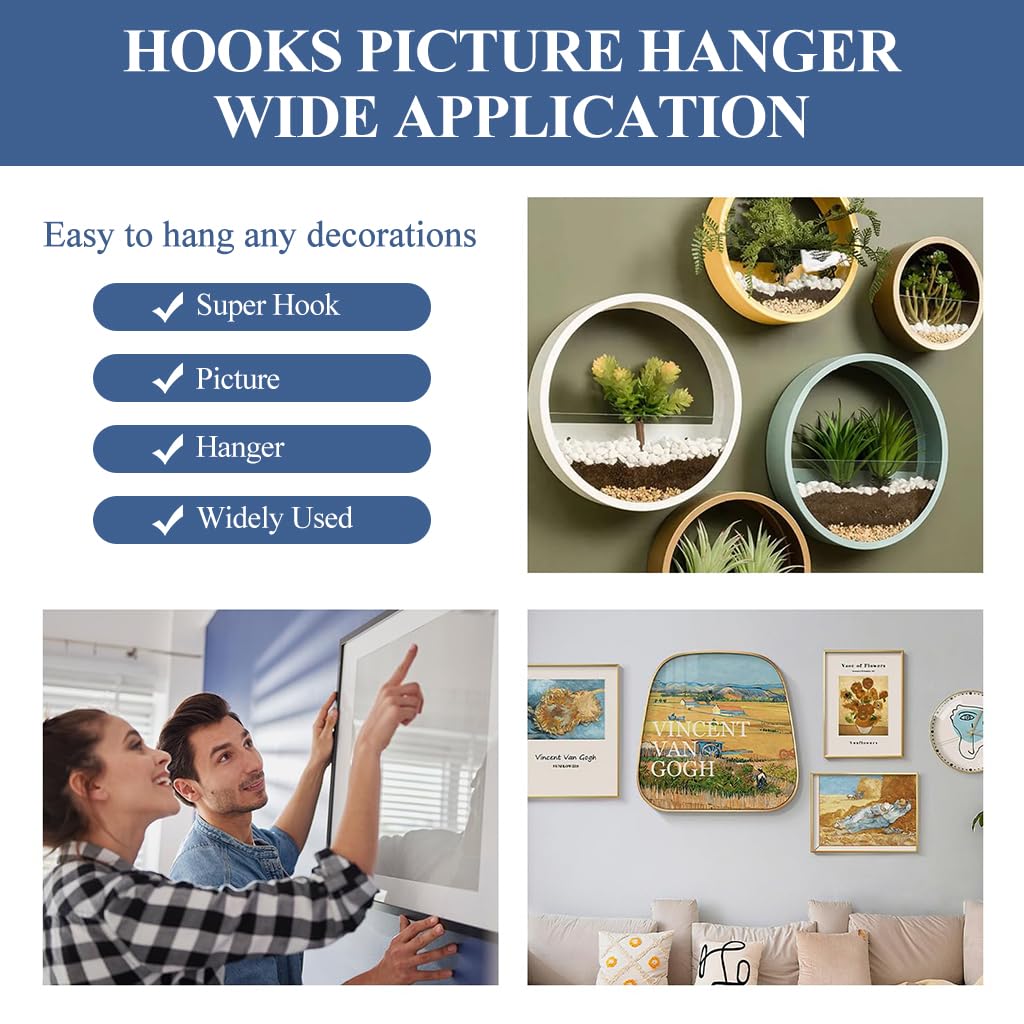 HASTHIP Wall Anchor Hooks for Picture and Key Hanging 20Pcs with Curved Stainless Steel Design