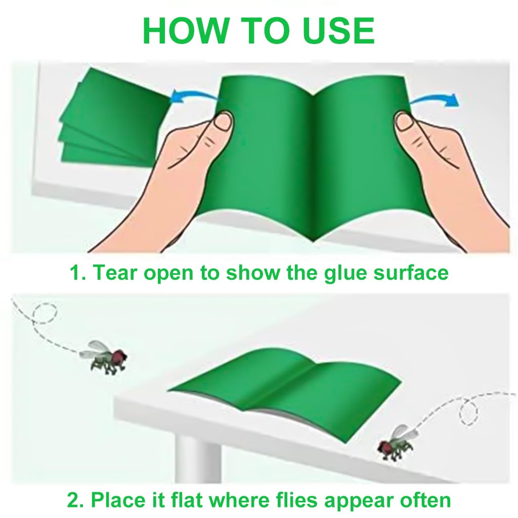 HASTHIP Adhesive Fly Trap for Kitchen with High-Strength Glue | 50-Count Non-Toxic Design