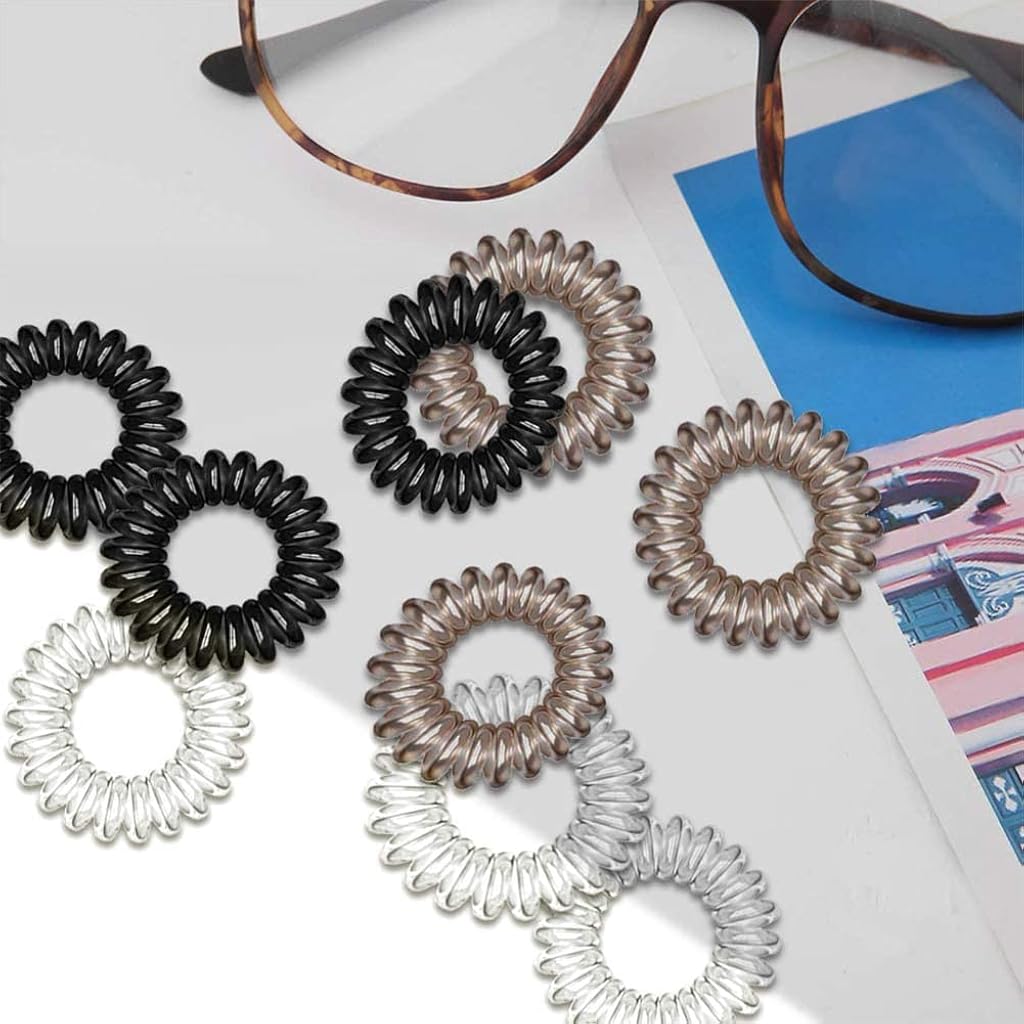 HASTHIP® Coleteros en Espiral para Mujeres y Niñas,9 Piezas Ligas Elásticas Antienredos,Bandas para Coleta de Plástico Espiral Resistentes y Elegantes Cabello Largo Medio