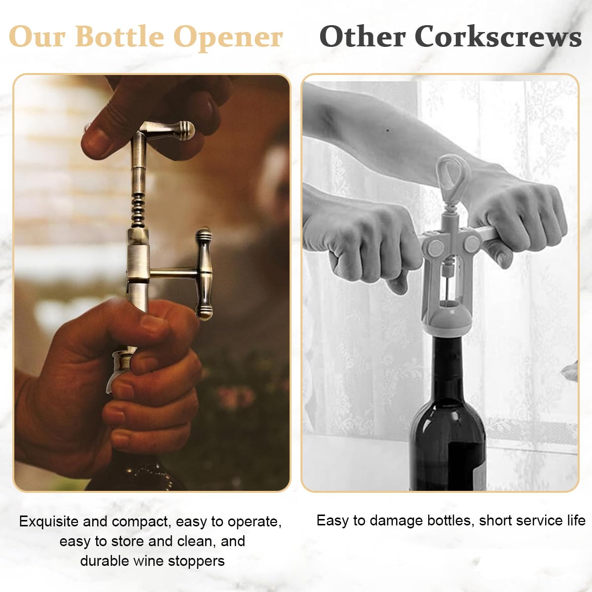 Wine Bottle Opener, Retro Zinc Alloy Wine Bottle Corkscrew Hand Cork Puller Bar Tool with Sturdy Lever Arms Creative Wine Opener for Home Bar Restaurant