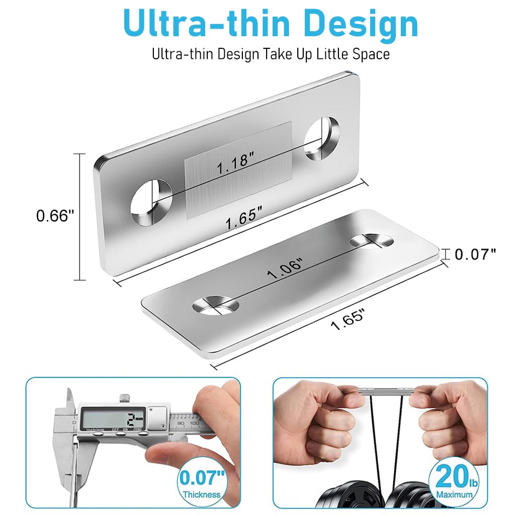 HASTHIP Cabinet Magnetic Catch for Doors and Drawers featuring 15lb Force & Adhesive Mount | Stainless Steel Ultra Thin Latch 12 Pack