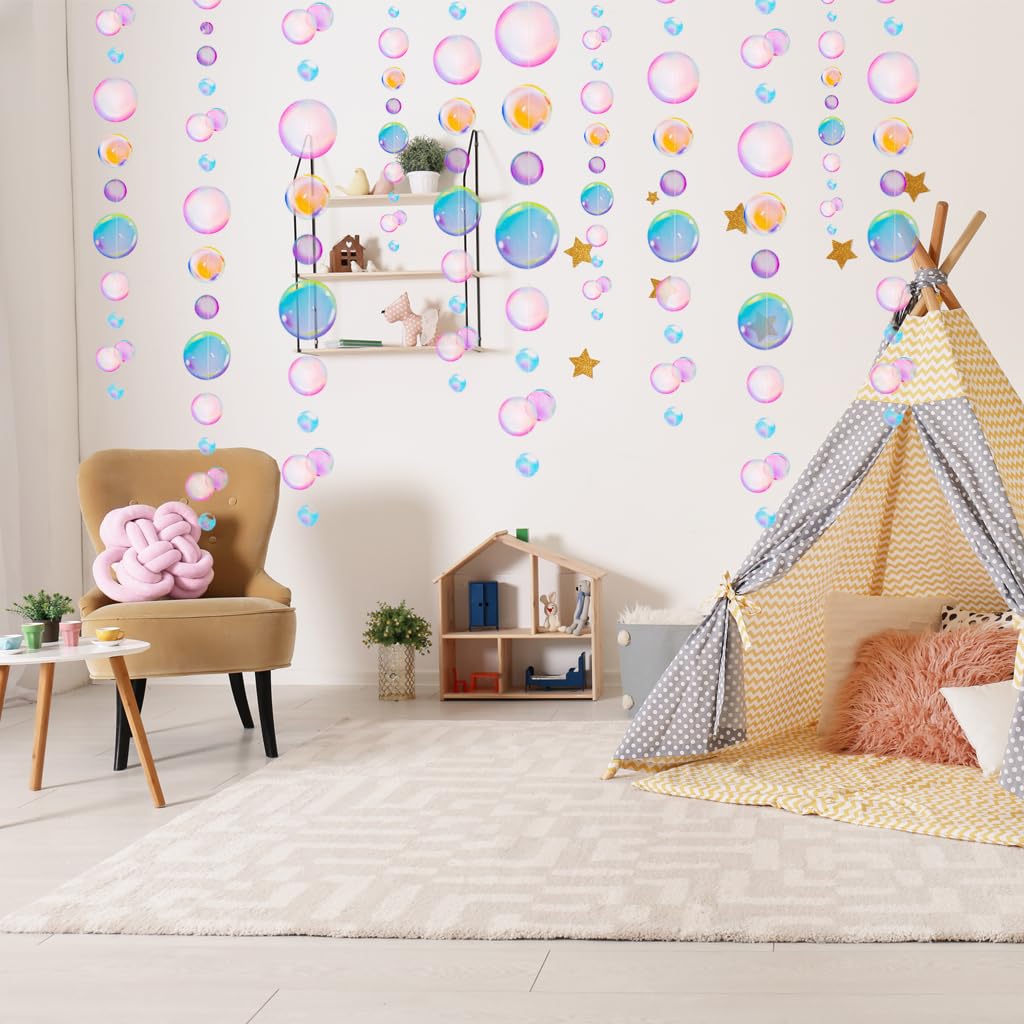 HASTHIP® 4pcs Stringed Beading Decoration 72 Inches Mixed Color Dreamy Bubble Hanging Decorations Colored Transparent PVC Flat Back Stringed Hanging Decorations for Room, Door, Walls