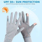 HASTHIP Hand Gloves for Sun Protection with UPF 50+ Ice Silk Fabric 3 pcs | Grey Women Cycling Gloves