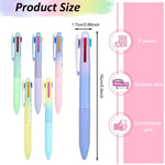 6Pcs Multicolor Ballpoint Pens 4-in-1 Switchable Ink Ballpoint Pen Smooth Writing Fashion Multicolor 0.5mm Ballpoint Pens for Note-Taking, DIY Art Work, School Office Stationery Supplies