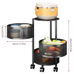 3 Layer Kitchen Rotating Trolley Portable Storage Rack, Rotating Kitchen Trolley, Kitchen Trolley with Wheels for Storage, Vegetable Storage Rack for Kitchen Living Room