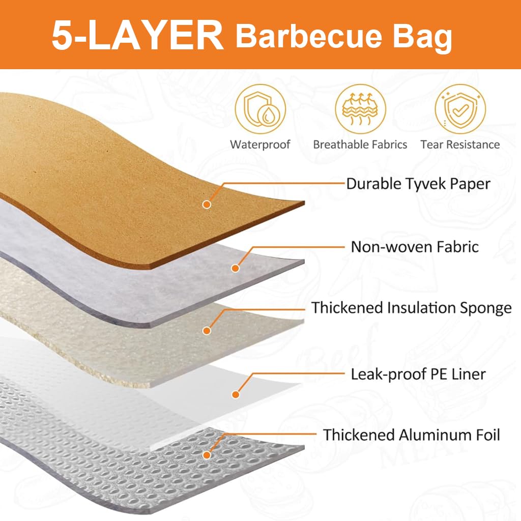 HASTHIP BBQ Meat Insulation Bag for Barbecue and Grilled Foods 15x21 in featuring 4 Layer Thermal Design