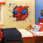 1 Sheet 3D Wall Paper Sticker Superhero Spiderman 3D Wall Paper Self Adhesive PVC Wall Paper Removable Cartoon 3D Wall Paper for Kids Room, Bed Room, Living Room, 19.6 x19.6 inches