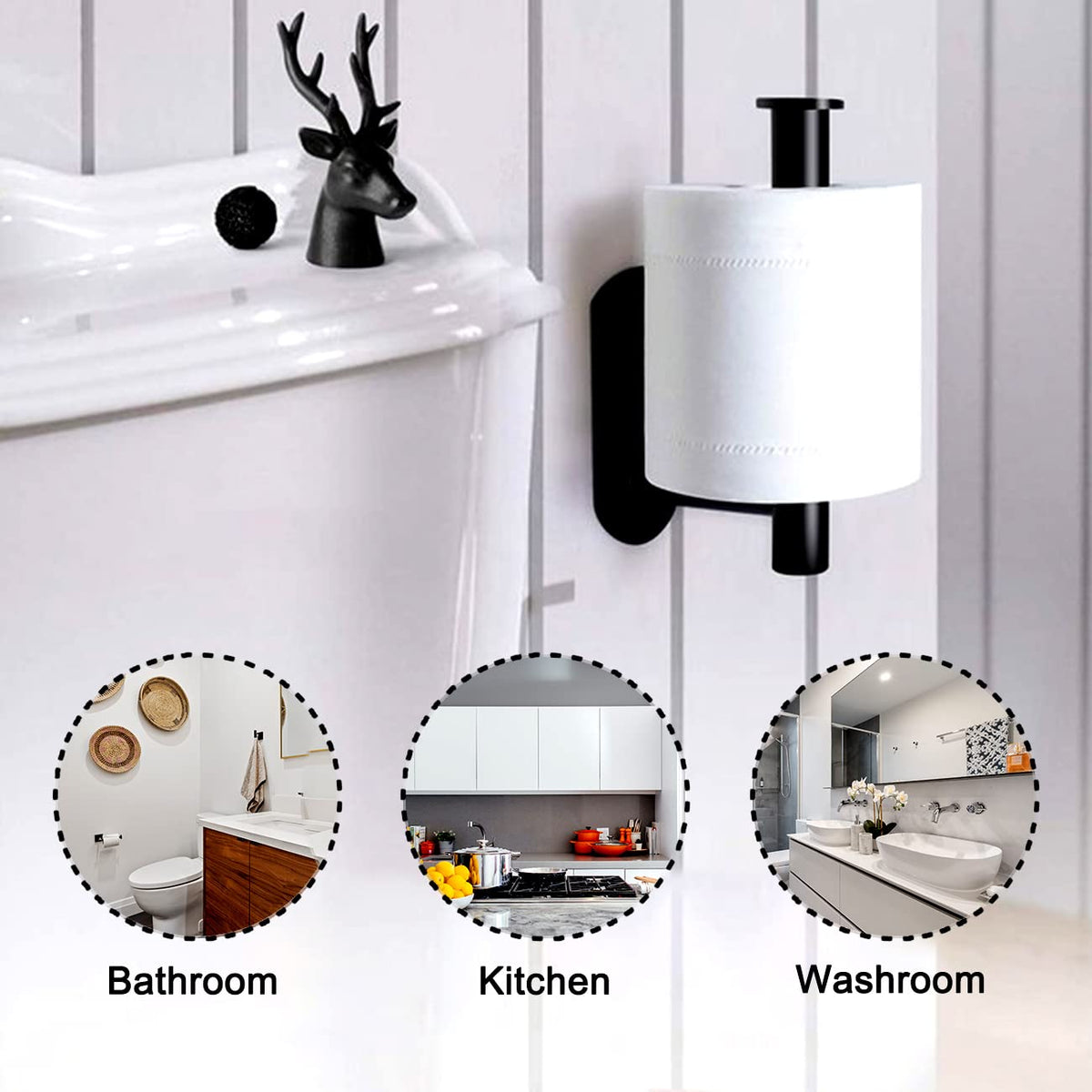 HASTHIP Tissue Paper Holder for Bathroom with 16×4.5×8.2 cm Slot Design | Matte Black SUS304
