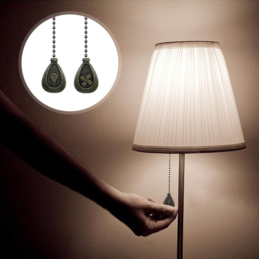 Bronze Ceiling Fan Pull Chain Set, Ceiling Fan Pull Chain Extender Bronze Pendant 12 Inch Chain Ornament Pendant Pull Chain with Connector Ceiling Fan Bulb&Fan Ceiling Fan Pull Chain (2 Pack)