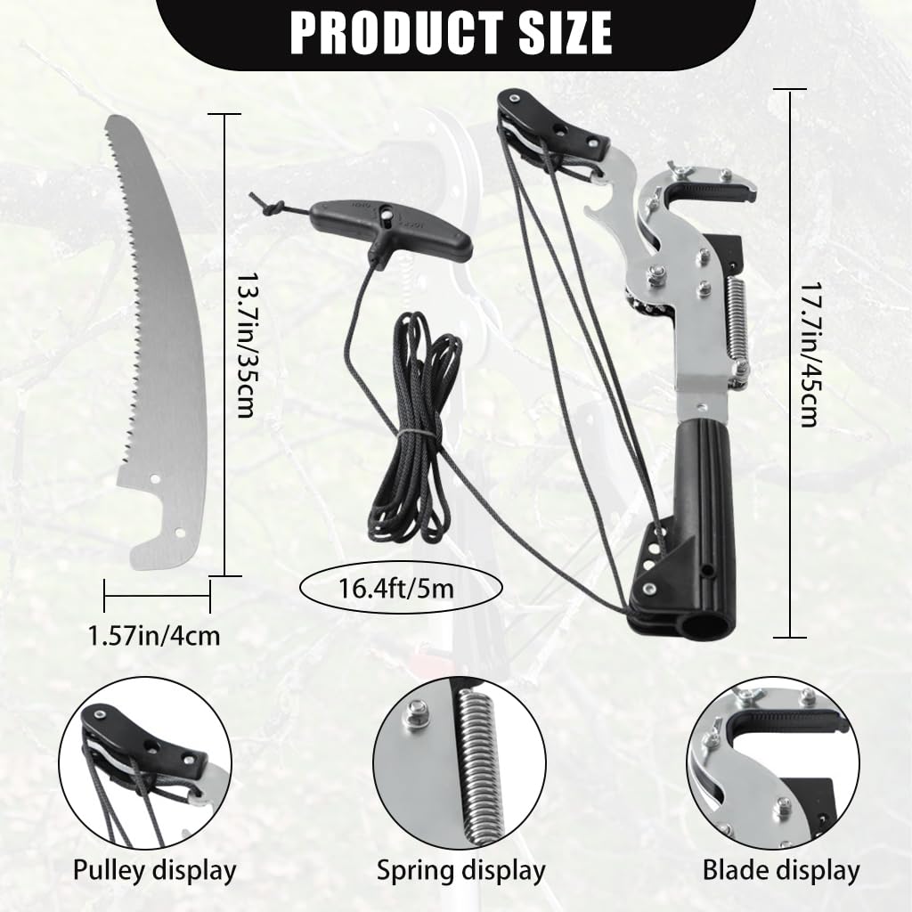 HASTHIP Tree Branch Cutter for Pruning with 5 m Pull Cord and SK5 Steel 35 cm Saw Blade