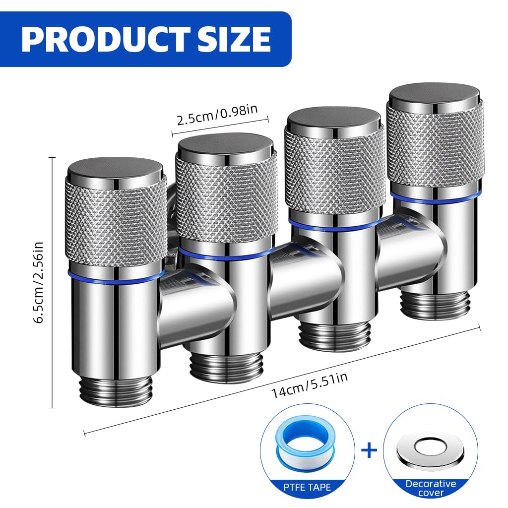 HASTHIP Faucet Tap for Shower and Washing Machine with 3‑Way 1/2 in Valve | Stainless Steel