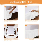 HASTHIP Bed Skirt for Double Bed 78x80 in with 15 in Drop Polyester Cotton Blend | White Pleated Dust Proof Design