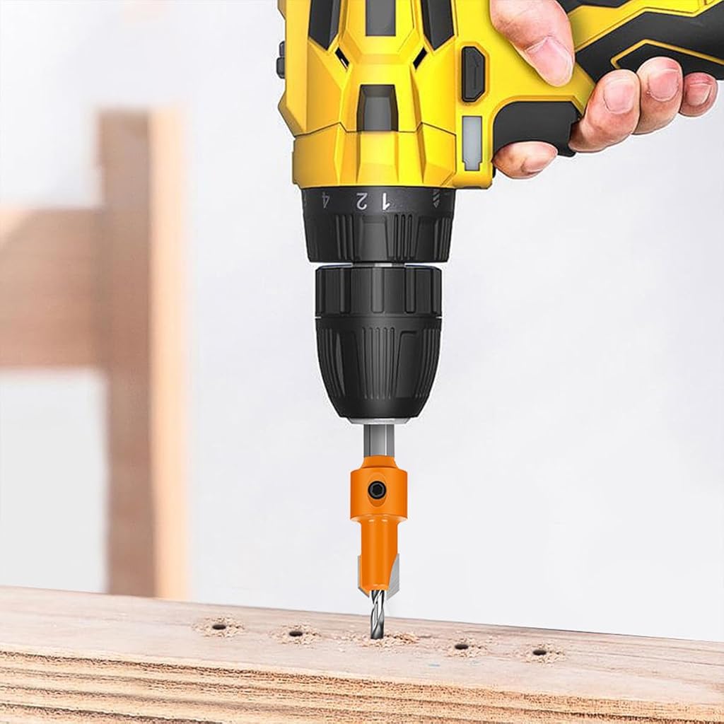 HASTHIP® 11Pcs Woodworking Countersink Drill Bit Set, 5 Size Carbon Steel Bits
