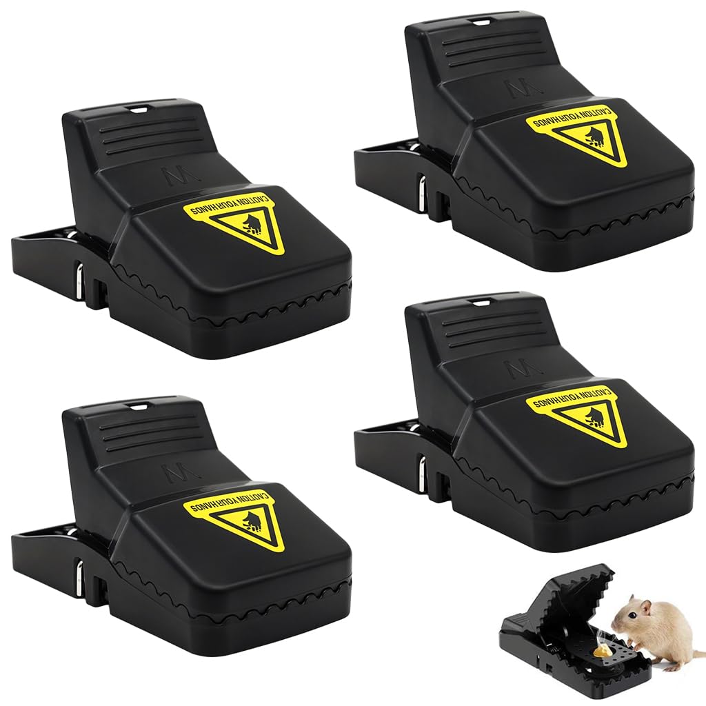 HASTHIP Rat Traps for Indoor and Outdoor Use with Ultra Fast Trigger | 4Pcs 14×7.5×7.3cm Reusable ABS Design