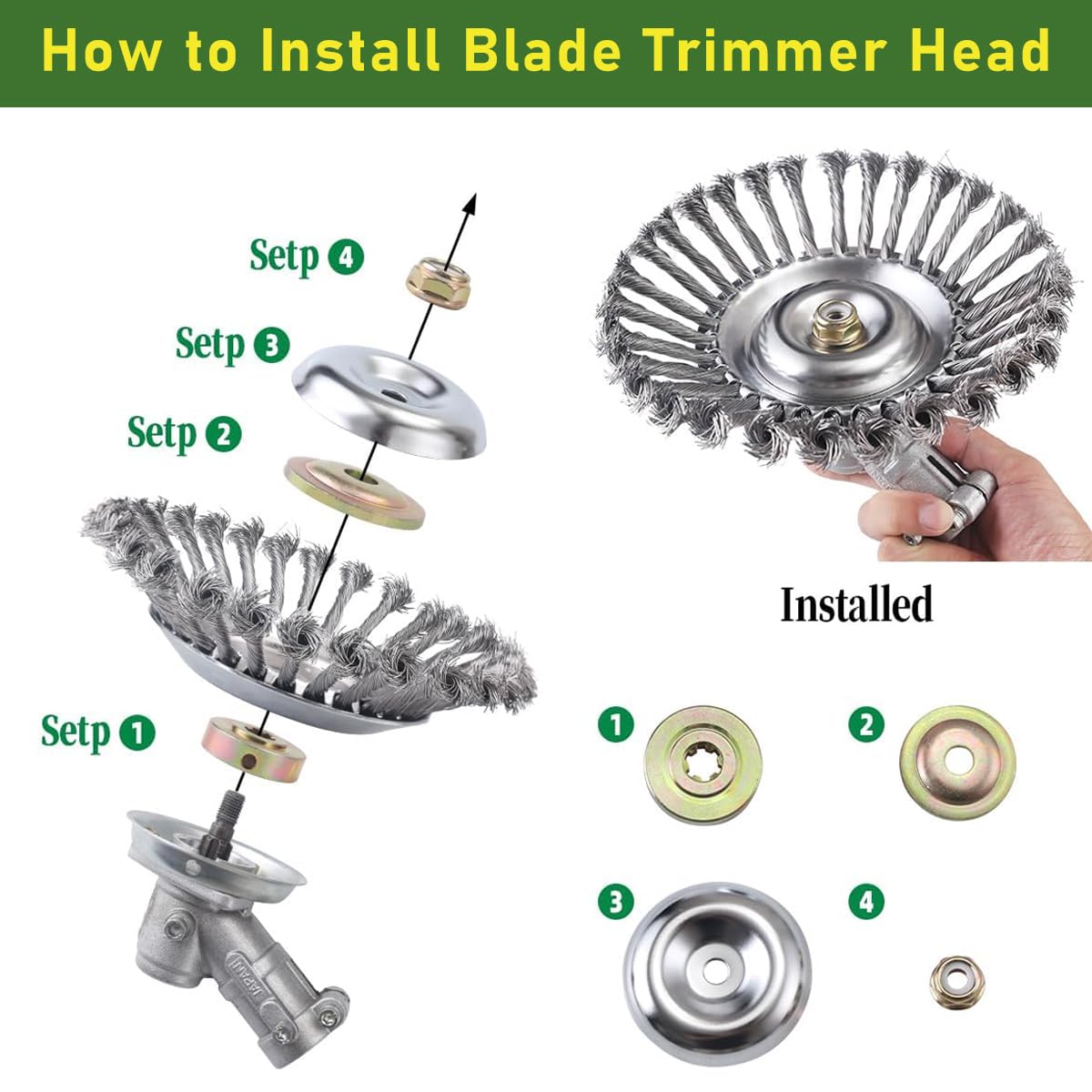 HASTHIP Weeder Head for Universal Grass Trimmer with Multi Prongs Stainless Steel 6 in Blade | Efficient Weed Cutting
