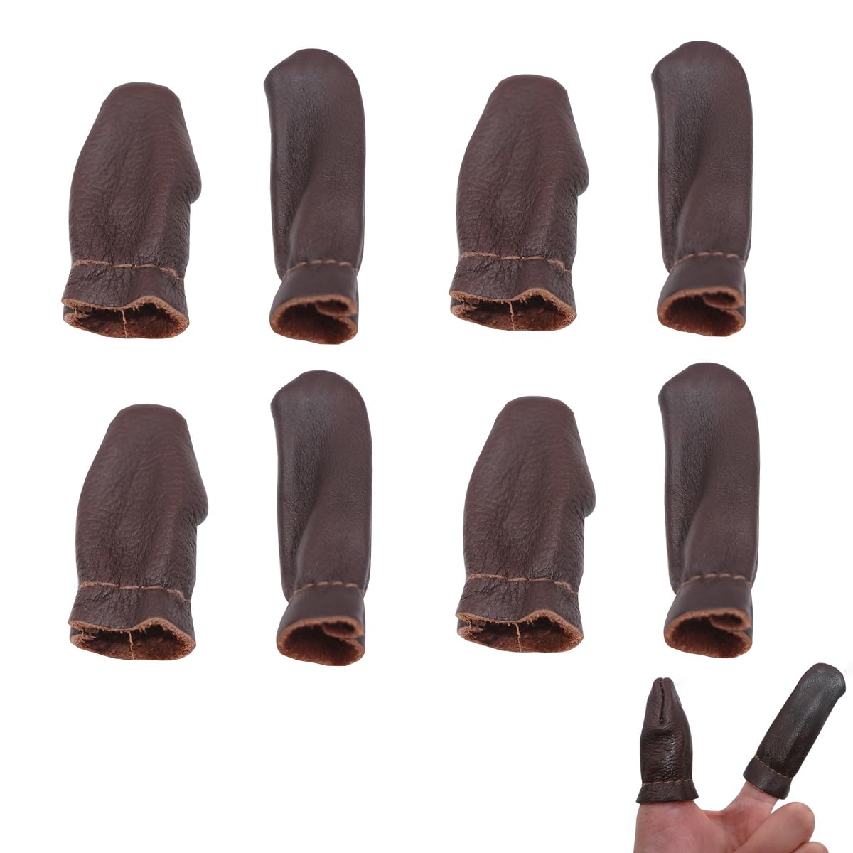 HASTHIP Finger Protector for Sewing and Needle Felting with Non Slip Grip | 8PCS Synthetic Leather Set
