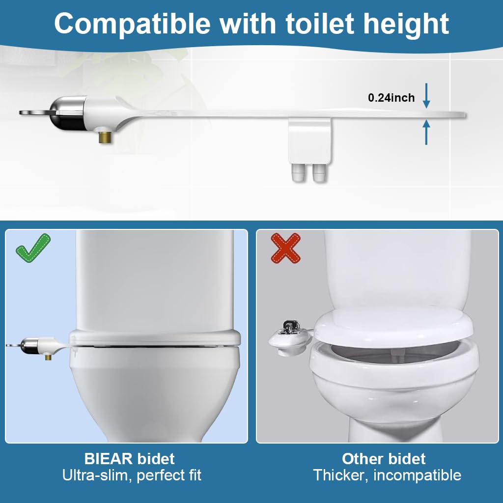 HASTHIP Jet Spray for Toilet Seat with Dual Nozzles and Press Control Handle | ABS Bidet Kit