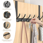 HASTHIP Cloth Hanger for Wall and Door with 6 Dual-Layer 12 Hooks 42x18cm Aluminum | Black
